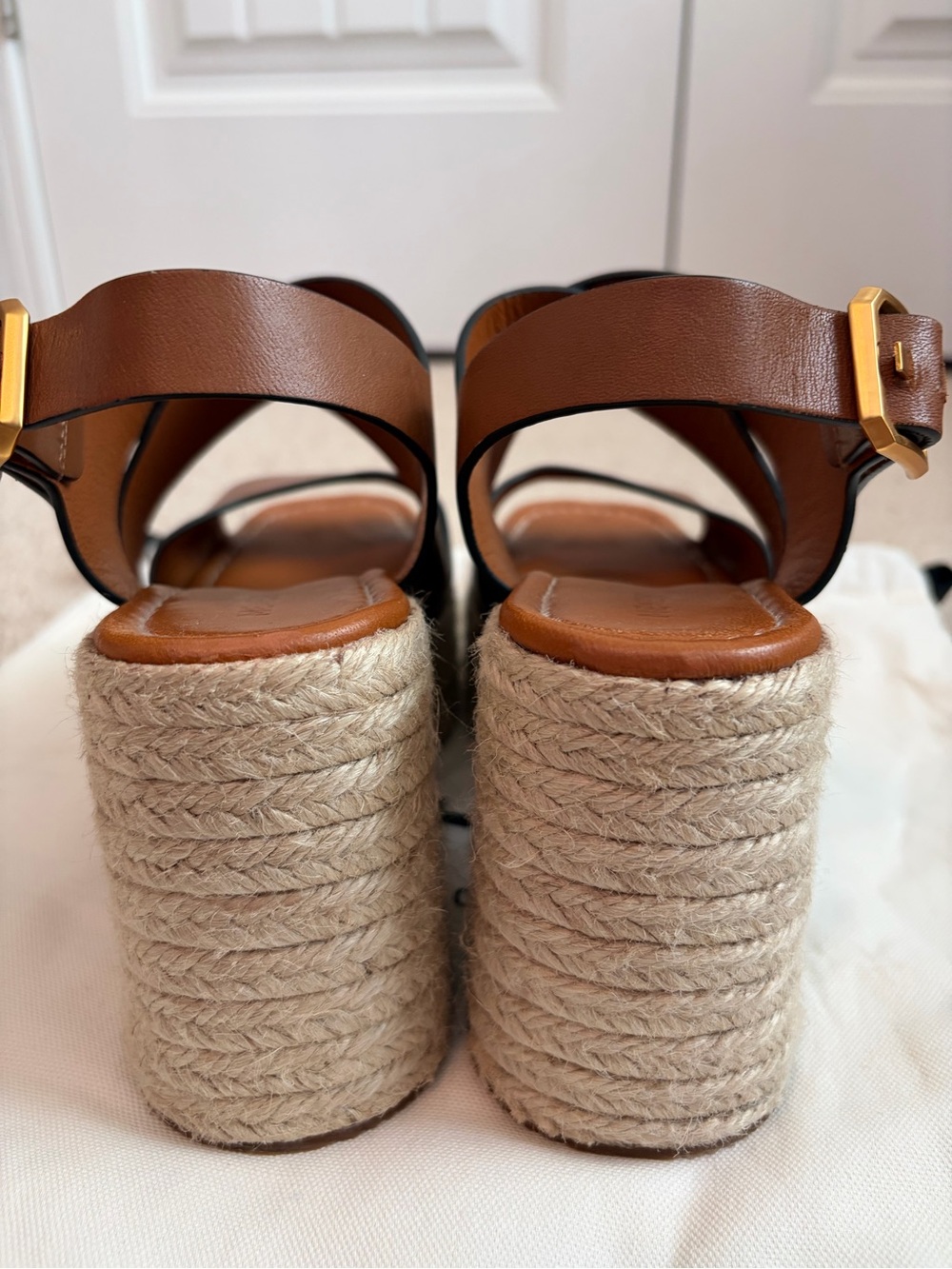 Me + Em Espadrille Platform Women's Brown Sandals Full Grain Leather Sz US 9/9.5 - Picture 7 of 14